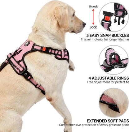 NESTROAD No Pull Dog Harness,Adjustable Oxford Medium Dog Harness with Leash,Reflective No-Choke