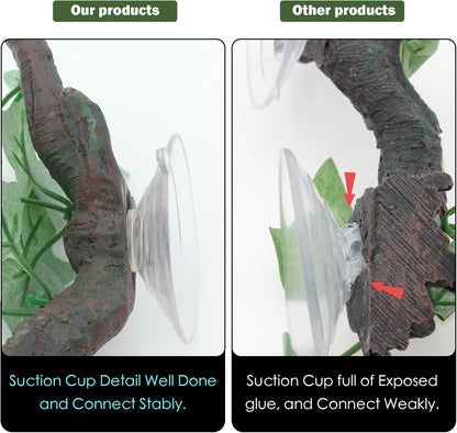 AQUA KT Reptile Corner Branch Terrarium Plant Decoration with Suction Cup for Amphibian Lizard