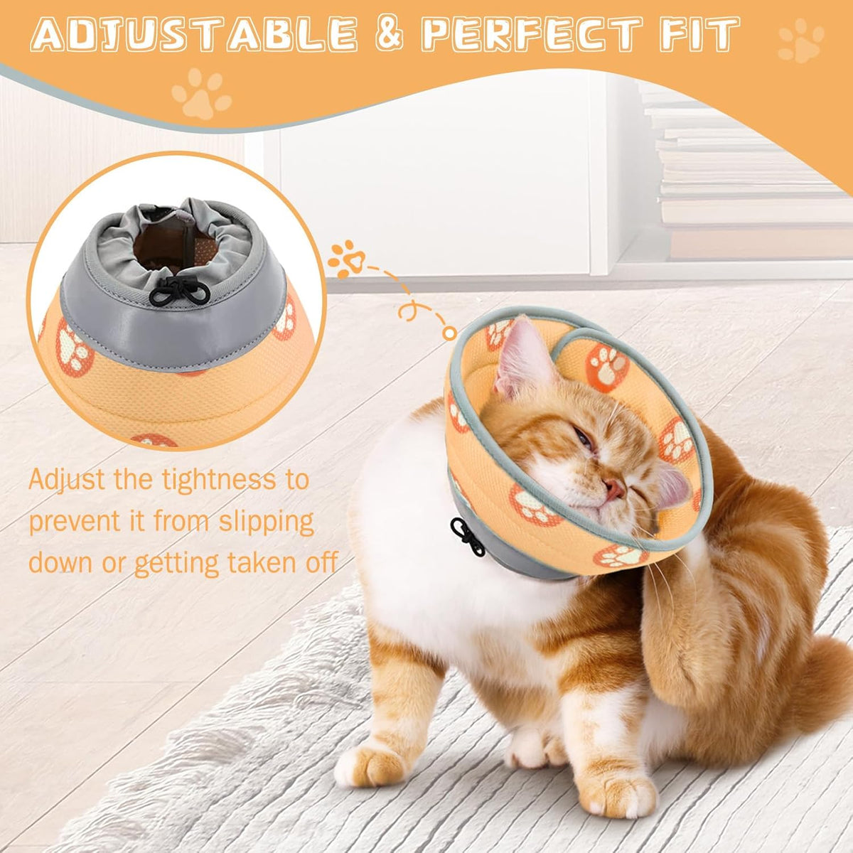 Cat Cone Collar Soft to Stop Licking After Surgery Cat Recovery Collar for Small Large Cats