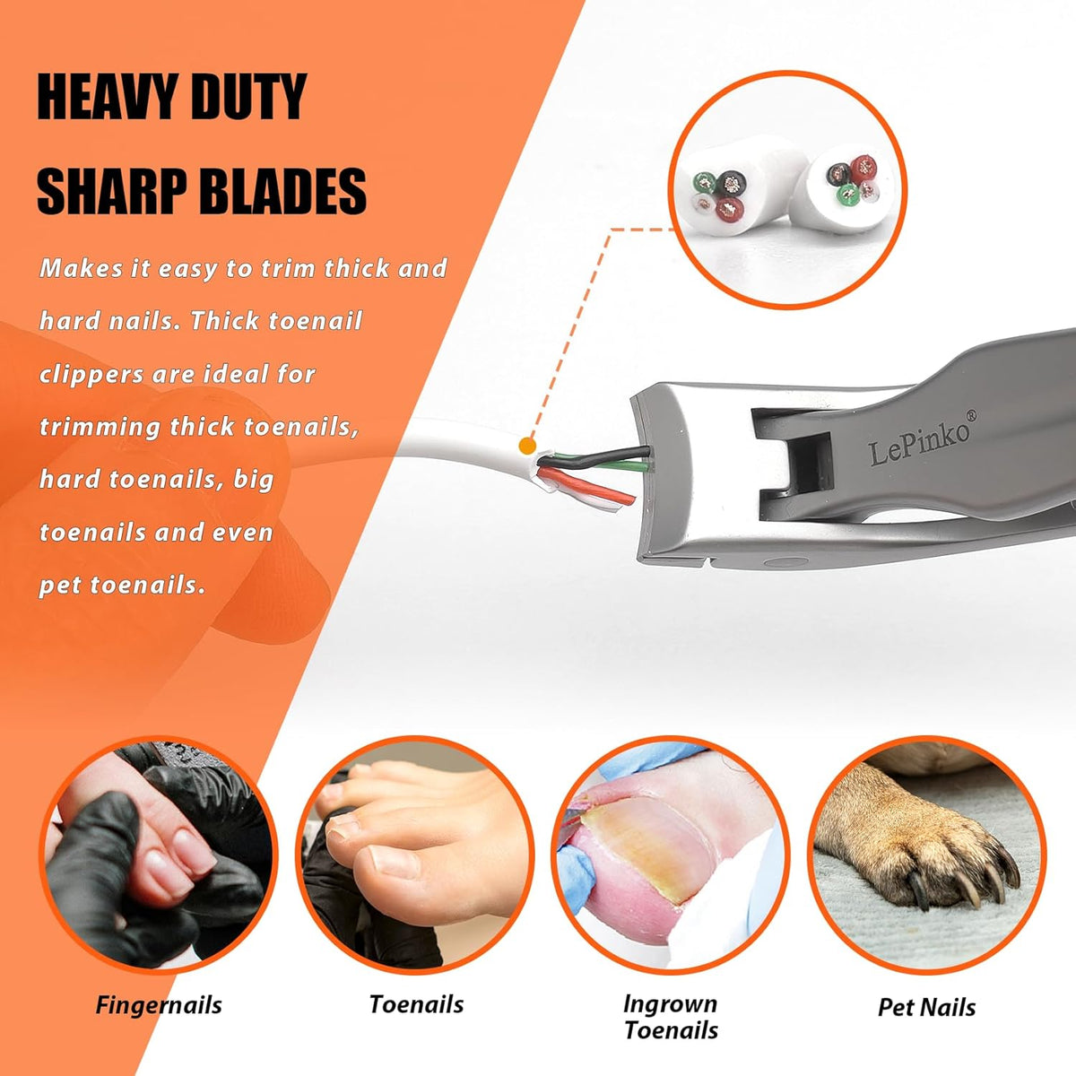 Angled Head Large Toenails Clippers for Seniors, Nail Clipper for Thick Toenails and Fingernails