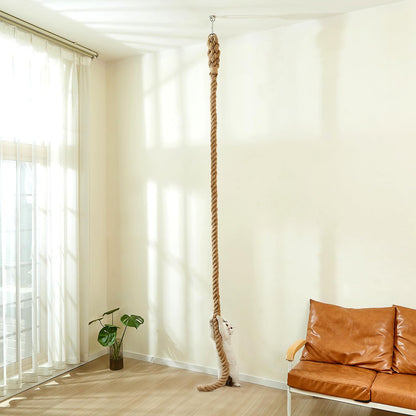 SHENGOCASE 1.9" x 8.9Ft Cat Climbing Jute Rope for Ceiling with Hook, Wall Mounted Furniture for