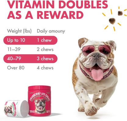 Cranberry UTI Chews for Dogs Bladder Support + D-Mannose Supports Kidney Urinary Tract and Bladder