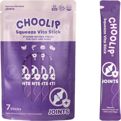 Squeeze Vita Stick Lickable Treats for Dogs & Cats. 7 Joint Support Sticks with Essential