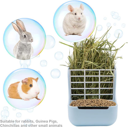 Litewoo Rabbit Hay Feeder Guinea Pig Feeder, 2 in 1 Automatic Small Animal Food Bowl Feeding Cage
