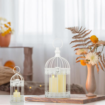 Sliner 4 Pcs Bird Cage Decorative Candle Holder Vintage Candle Holder Cage Lanterns Model for