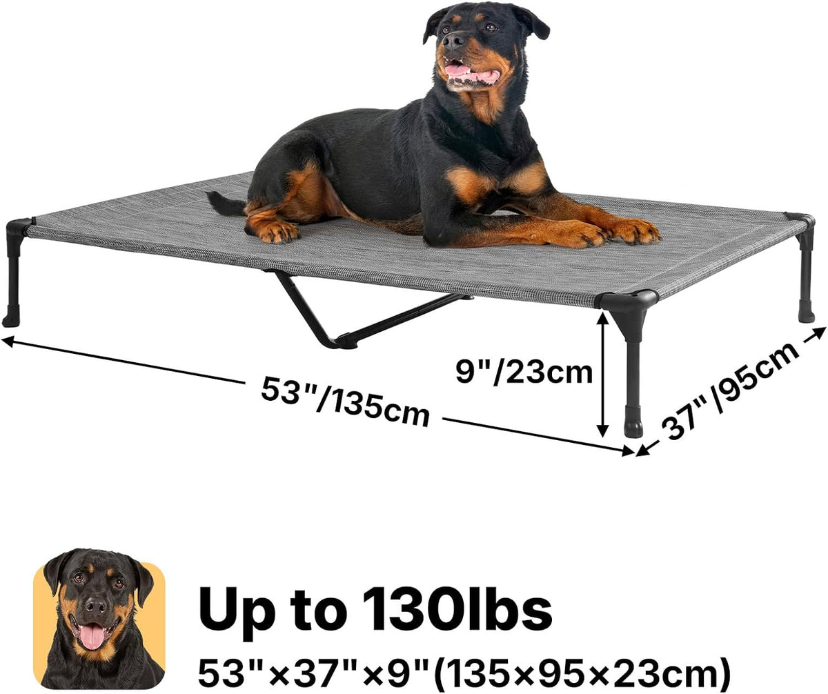 Veehoo Outdoor Elevated Dog Cot Bed, Cooling Raised Pet Bed for Large Dogs, Washable Breathable