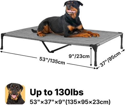 Veehoo Outdoor Elevated Dog Cot Bed, Cooling Raised Pet Bed for Large Dogs, Washable Breathable