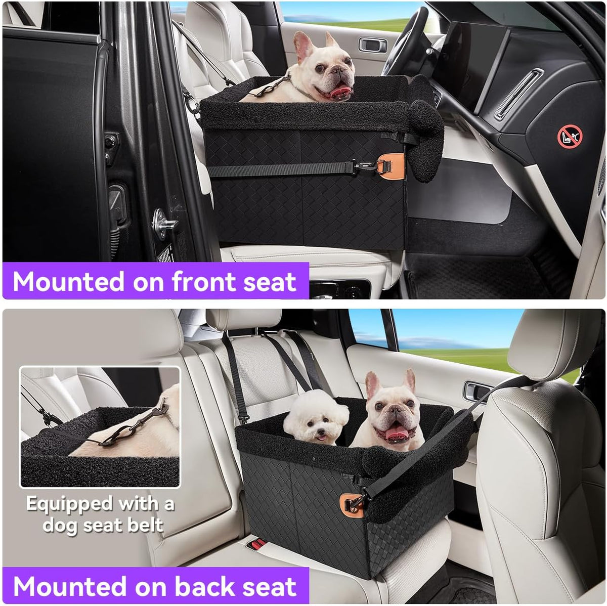 Dog Car Seats for Small Medium Dogs,PU Leather Car Seat Boosters,Foldable Puppy Cat Carseats