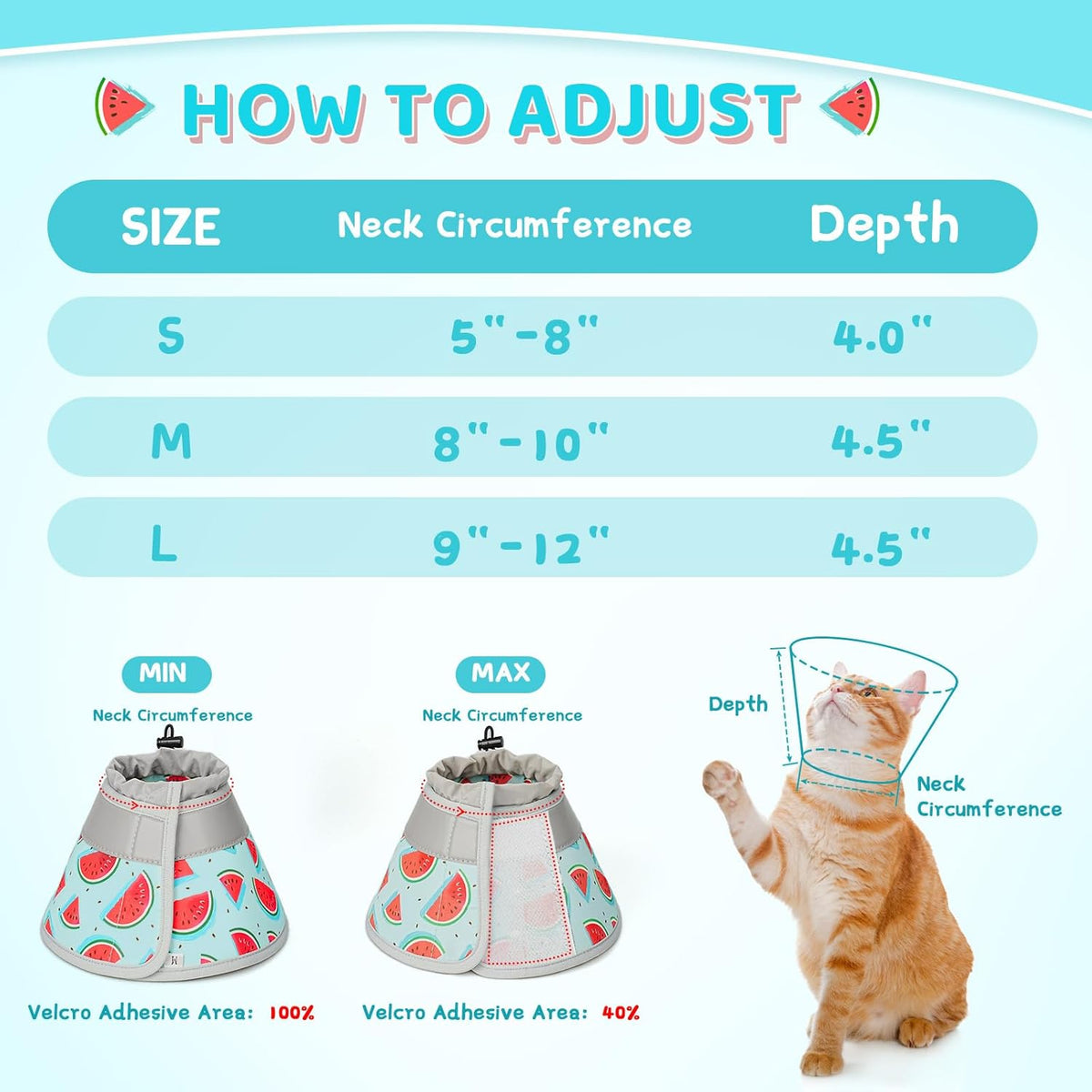 Cat Cone Collar Soft to Stop Licking, Adjustable, Foldable Lightweight Kitten Cones After Surgery