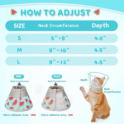Cat Cone Collar Soft to Stop Licking, Adjustable, Foldable Lightweight Kitten Cones After Surgery