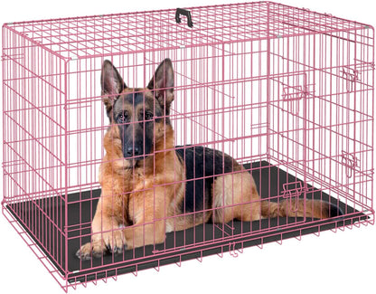FDW Dog Crate for Large Dogs 48 Inch Folding Metal WirePet Cage Double Door W/Divider Panel Indoor