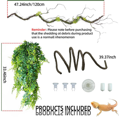 BNOSDM Reptile Vines,Bendable Jungle Climbing Vine,Terrarium Plants Artificial Decor,Tank