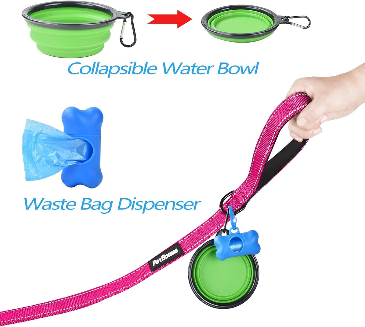 PetBonus Double Dog Leash, No Tangle Dual Leash, Reflective Walking Training Lead, 4 Comfortable