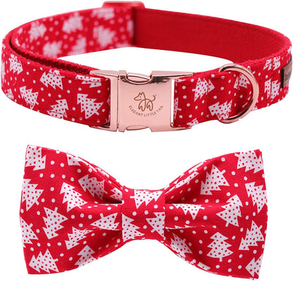 Elegant little tail Dog Collar with Bow, Cotton & Webbing, Bowtie Dog Collar, Adjustable Dog