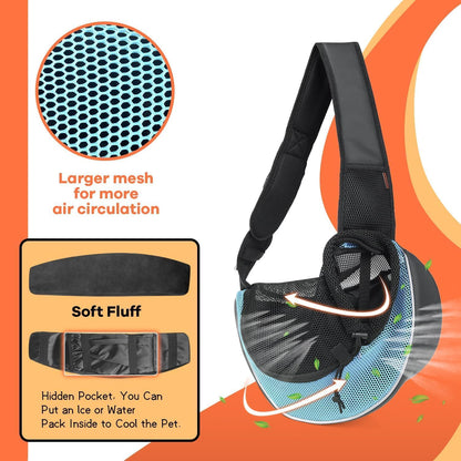 YUDODO Pet Sling Carrier for Small Dogs & Cats – Hands-Free Puppy Carrier with Safety Hook, Large