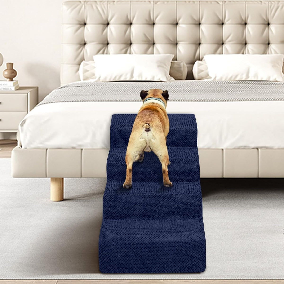 Dog Stairs for Small Dogs - High Density Foam Pet Steps, Extra Wide Dog Ramp with Non-Slip Bottom
