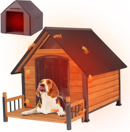 Large Dog House Outdoor Insulated Weatherproof Dog Kennel with Insulated Liner, Dog Shelter for