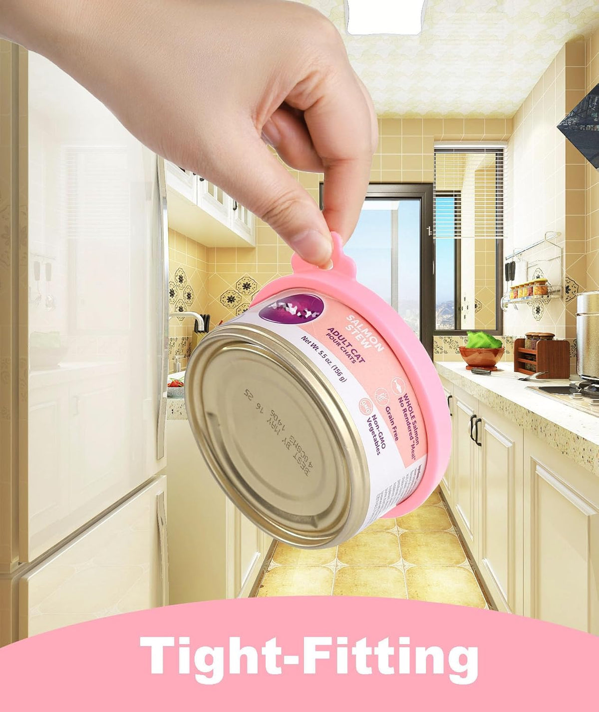 Comtim Cat Food Can Covers Lids for 5.5 oz Cans, 2 Pack Silicone Cat Food Can Lids for 5.5 oz 5.3