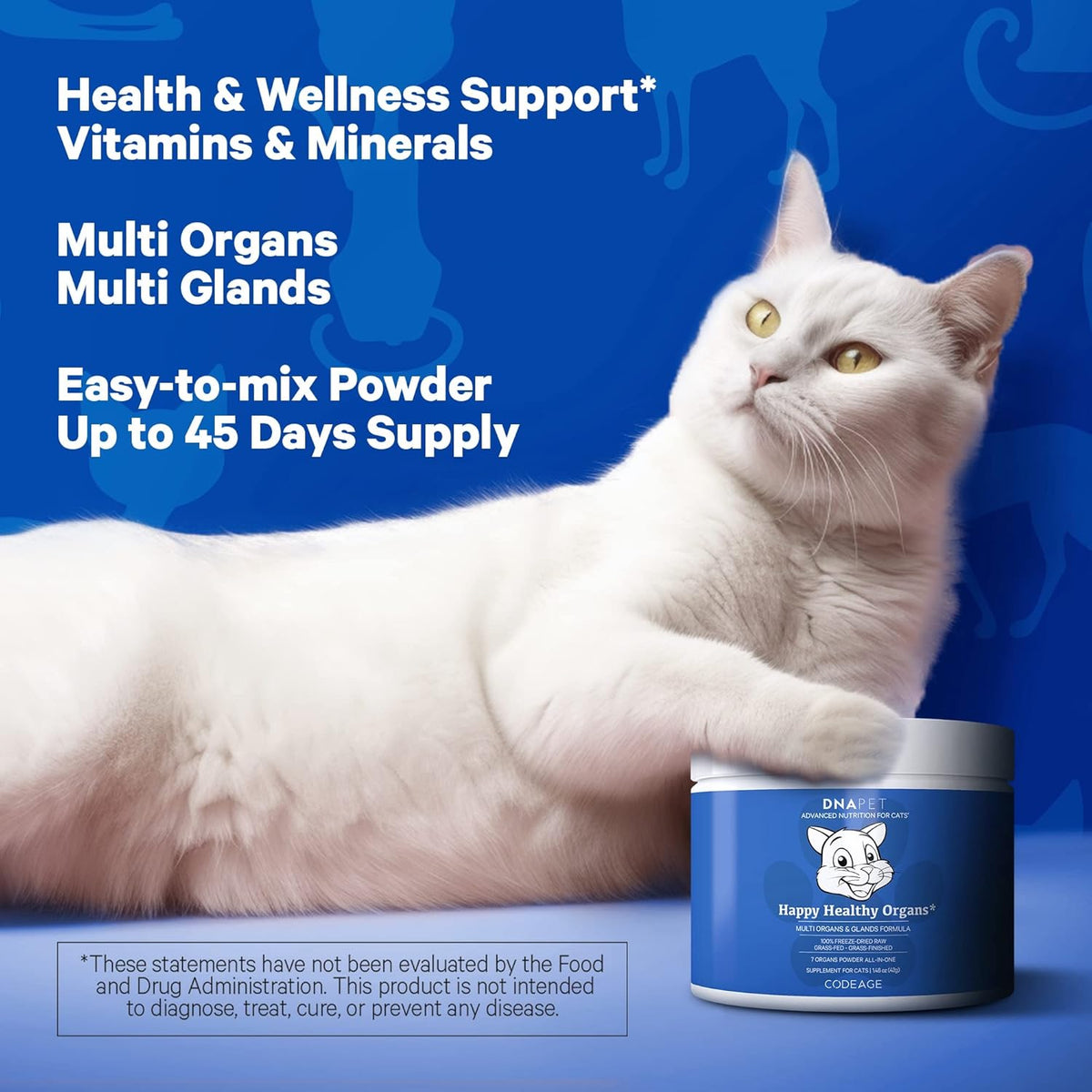Happy Healthy Organs & Glands Supplement For Cats, Freeze-Dried Raw Bovine Liver Grass-Fed Bone