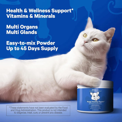 Happy Healthy Organs & Glands Supplement For Cats, Freeze-Dried Raw Bovine Liver Grass-Fed Bone