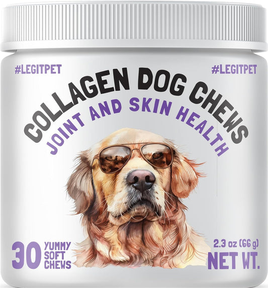 Collagen Dog Chews for Joint & Skin Health 30 Soft Chews All Breeds Mobility, Cartilage Repair &