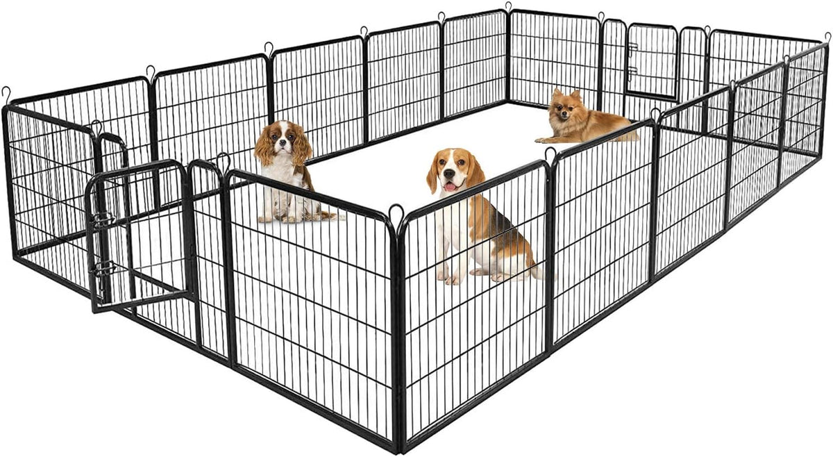 BestPet Dog Playpen Indoor 32 inch 16 Panels Metal Dog Pen Pet Dog Fence Outdoor Exercise Pen with