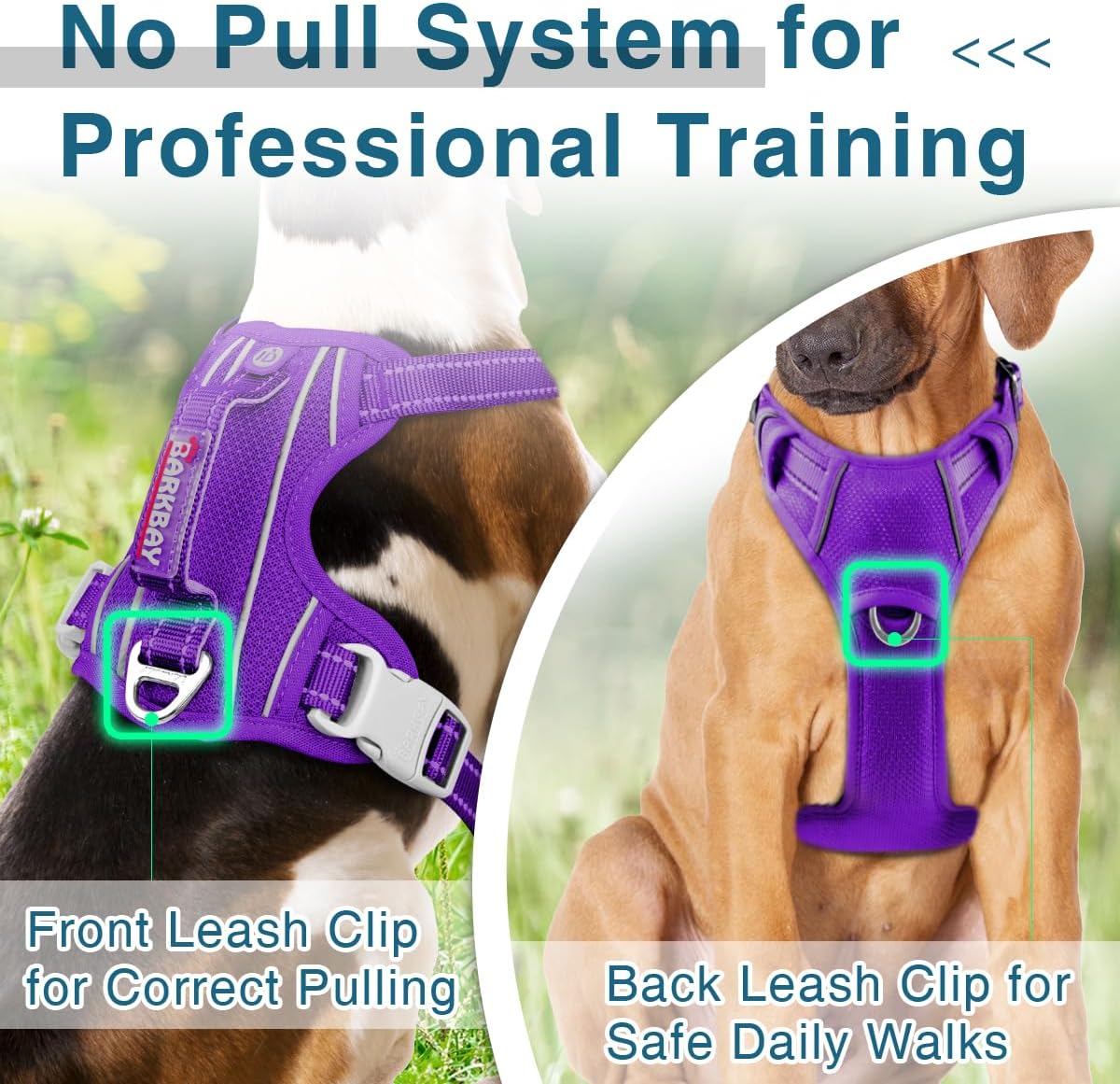 BARKBAY Dog Harness No Pull with ID Tag Pocket - Heavy Duty, Reflective, Easy Control for Large
