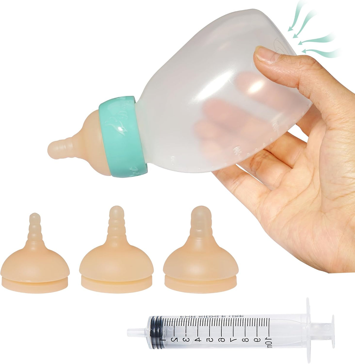 Pet Feeder Bottle, Silicone Feeding Nipple and Syringes for All Breed of Puppies and Other Animals