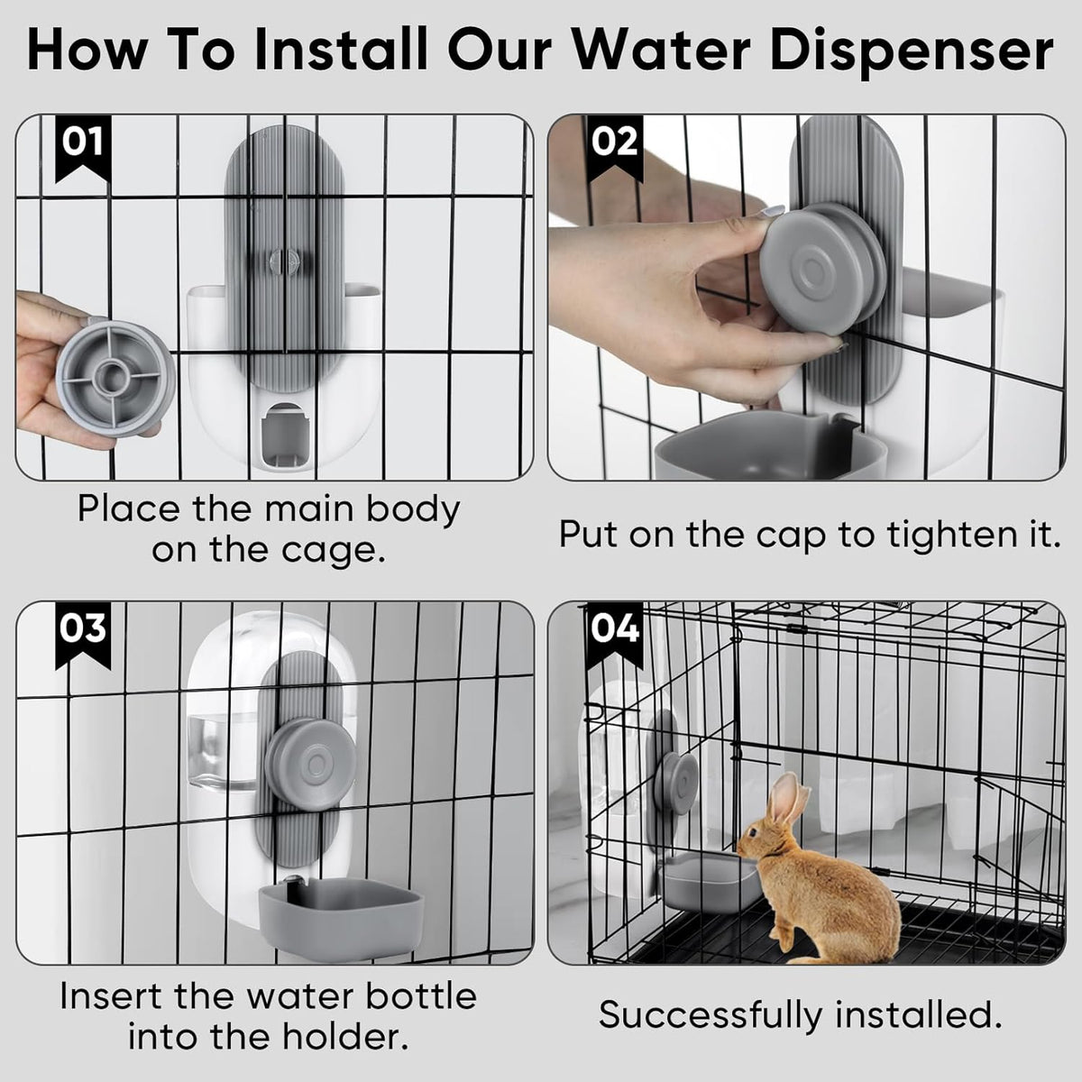 28oz Hanging Automatic Water Dispenser，Rabbit Water Bottle,Bunny Guinea Pig Ferret Water Bowl for