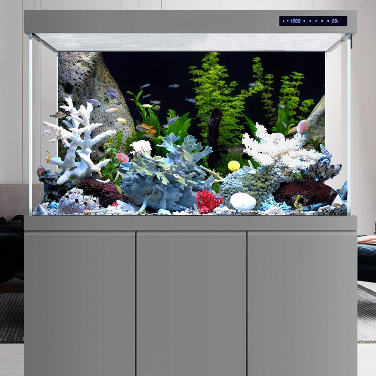 AWERT Vinyl Underwater Aquatic Plant Fish Tank Background Stone River Bed & Lake Aquarium