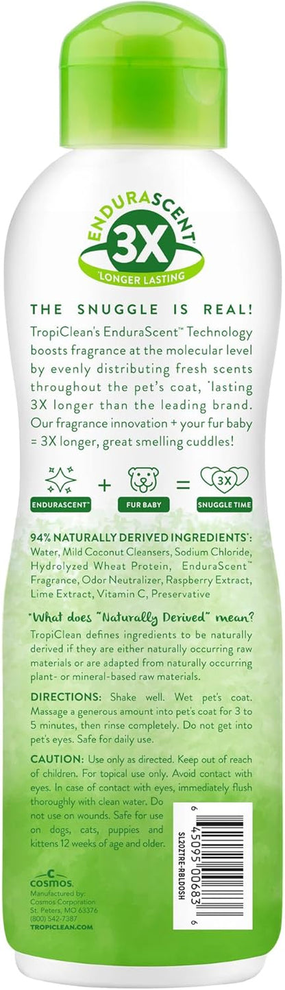 TropiClean Deodorizing Dog Shampoo, Powerful Odor Control, Long-Lasting Raspberry Lime Scent, Puppy