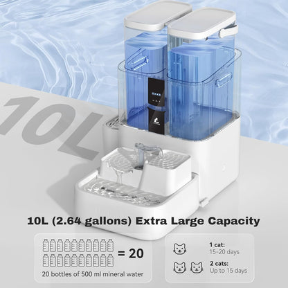 Daily Fresh Cat Water Fountain 10L/338oz Self Filling and Cleaning, Pet Water Dispenser with Filter