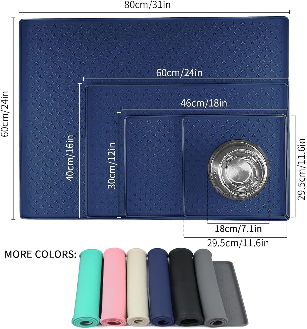 Ptlom Pet Placemat for Dog and Cat, Waterproof Non-Slip Silicone Feeding Bowl Mat Prevent Food and