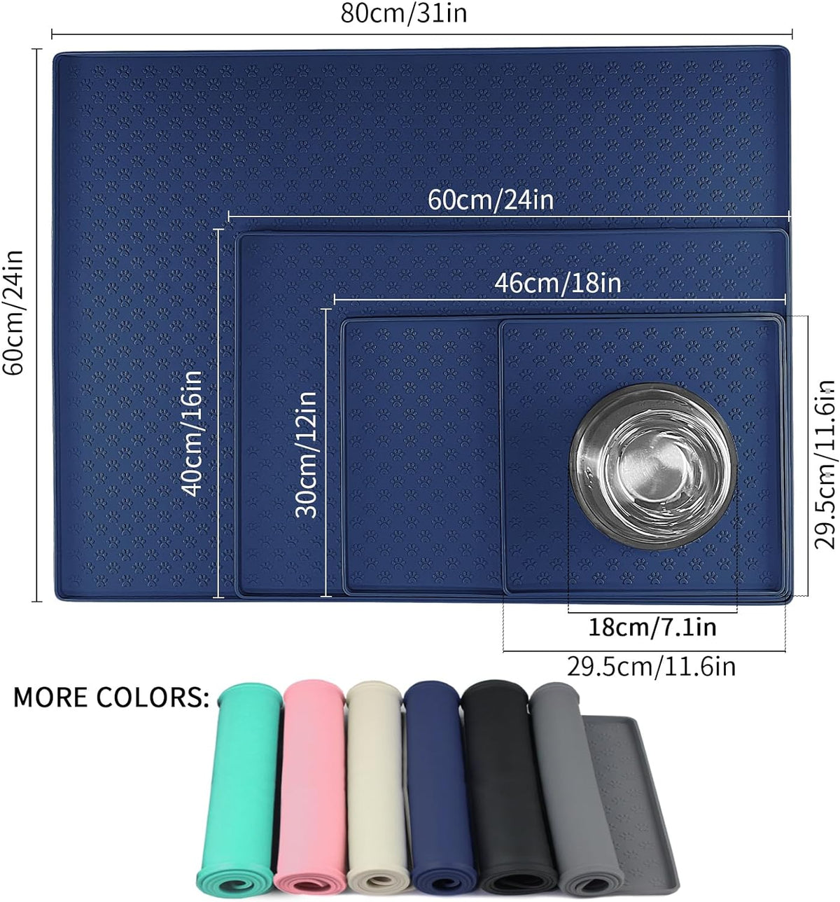 Ptlom Silicone Pet Placemat for Dog and Cat, Waterproof Non-Slip Pet Feeding Bowl Mats for Food and