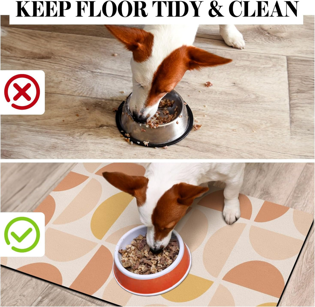 Dog Food Mats for Floors, Absorbent Dog Bowl Mat for Food and Water Dispenser Mat, Quick Dry Cat