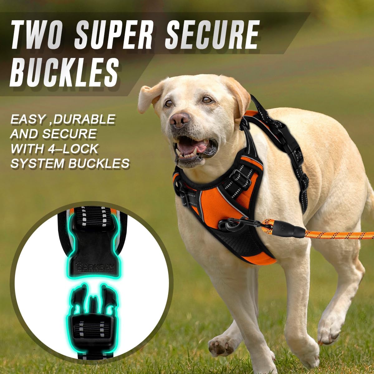BARKBAY No Pull Dog Harness Front Clip Heavy Duty Reflective Easy Control Handle for Large Dog