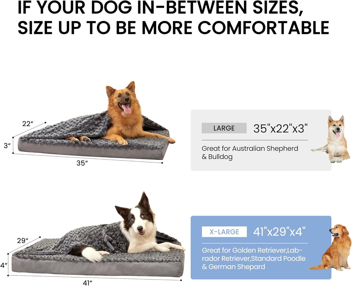Orthopedic Memory Foam Bed for Large Dogs, Waterproof Cooling Pet Mats for Crate with Removable