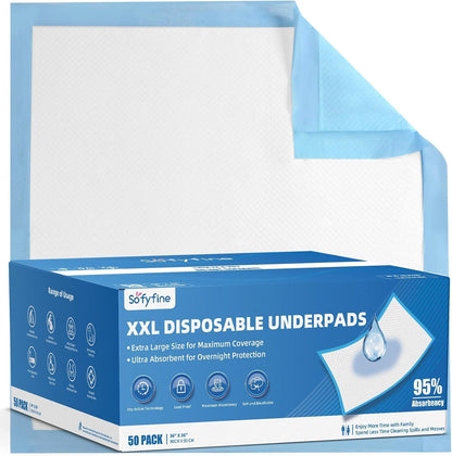 50 Count Extra Large Chucks 36"x36" Thicken Elderly Adults Incontinence Bed Pads Disposable, Heavy