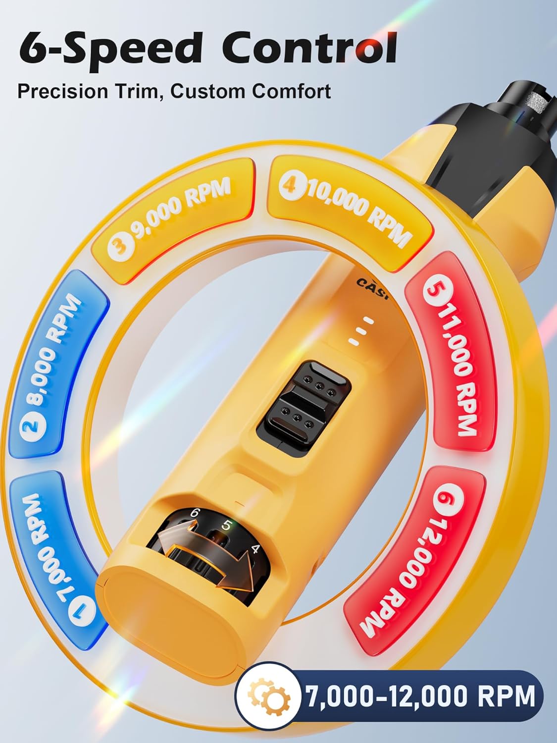 Casfuy 6-Speed Dog Nail Grinder – 50%+ Boost Power Dog Nail Trimmers Quiet with Dust Cap & 2 LED