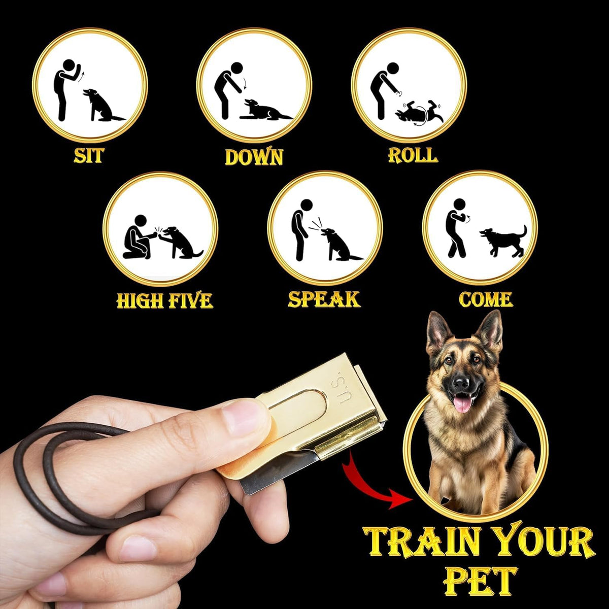 Mythrojan Brass and Steel Pet Training Clicker Puppy Dog Training Cricket Clicker U.S. Engraved WII