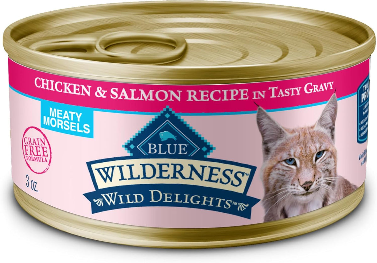 Blue Buffalo Wilderness Wild Delights Meaty Morsels Natural Wet Cat Food, Chicken & Salmon in Tasty