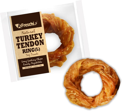 Afreschi Natural Turkey Tendon Ring (L) 1 Unit per Pack, Dog Treats for Signature Series, All