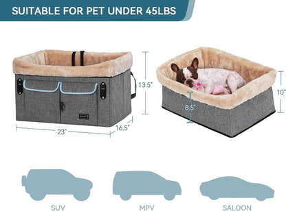 Petsfit Dog Car Seat Medium Sized Dog or 2 Small Dogs with Patent Buckles, Washable Pad, Dog