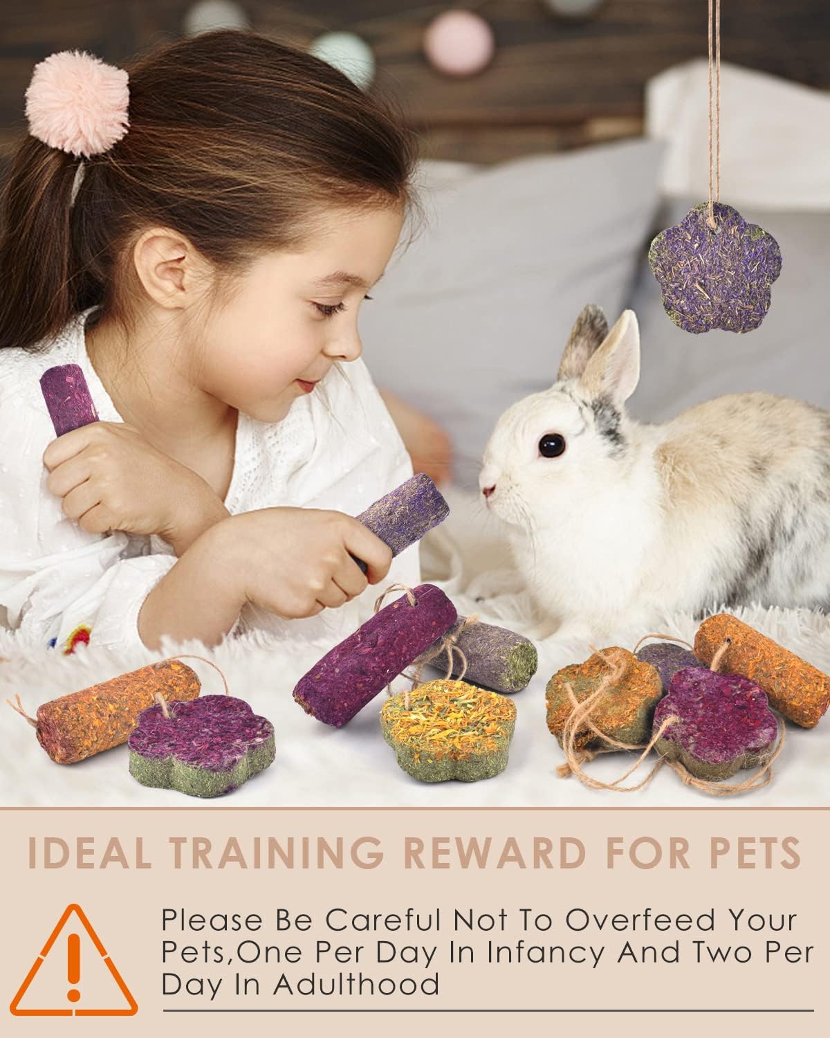 Bissap 12PCS Rabbit Chew Sticks, Hanging Chew Sticks & Cakes Timothy Hay Carrot Strawberry Treat