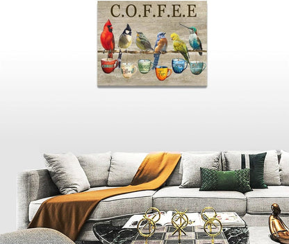 Rustic Bird Coffee Wall Art Kitchen Christ Coffee Pictures Wall Decor Farmhouse Cardinal