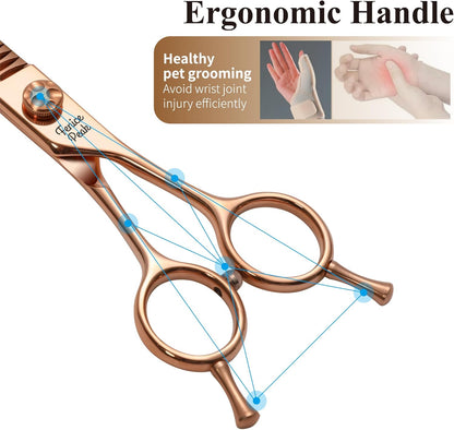 Fenice Peak Professional Dog Grooming Scissors Pet Curved Chunker Shears 7.0'' Extremely Sharp