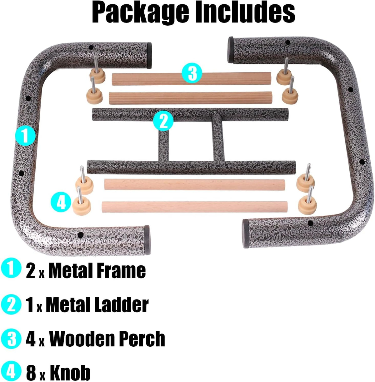 Metal Ladder Large Bird Training Perch for Fun and Exercising, No Tool Quick Install Heavy-Duty