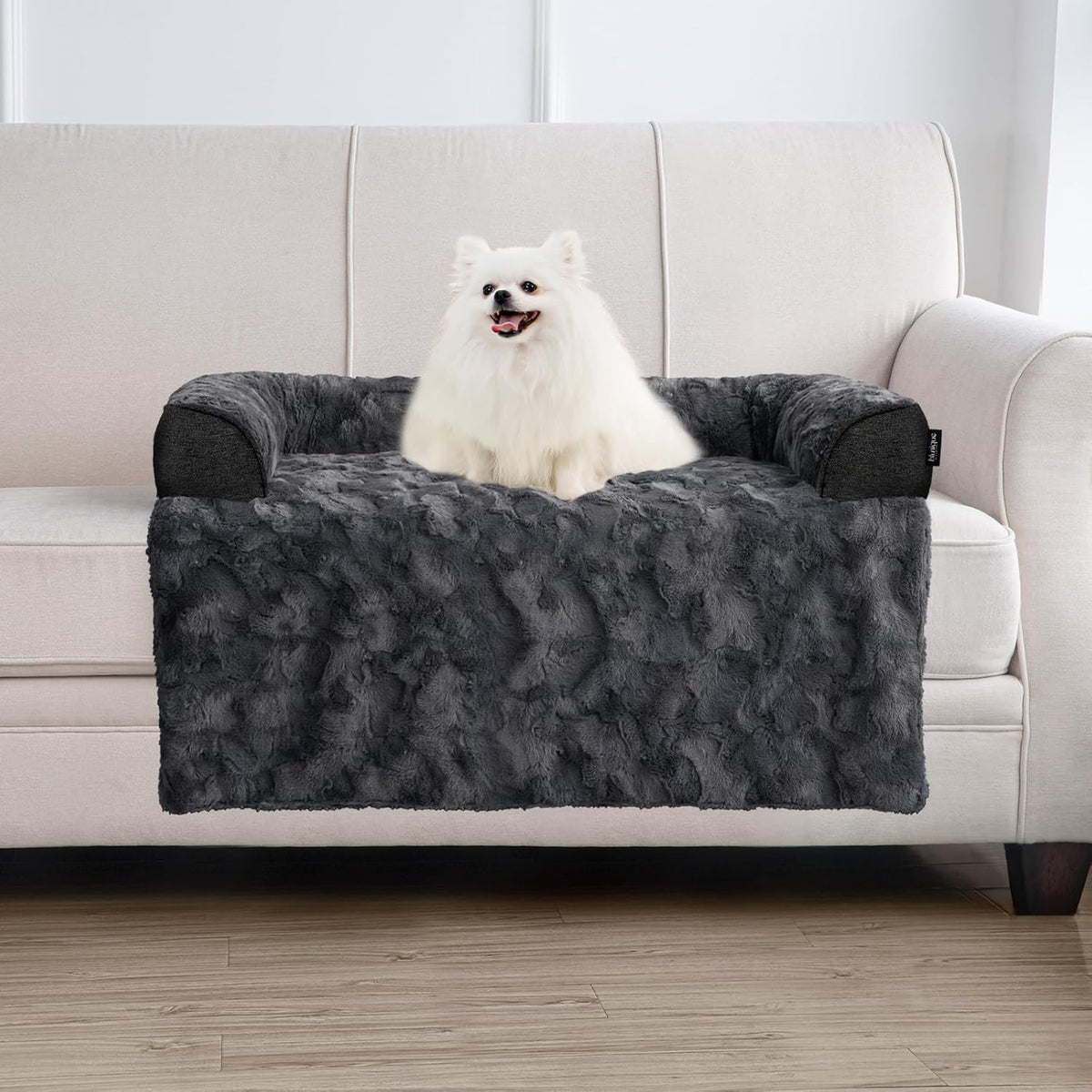 Calming Medium Dog Bed for Couch, 35 x 31 inch Removable Couch Cover for Dogs Washable, Non-Slip