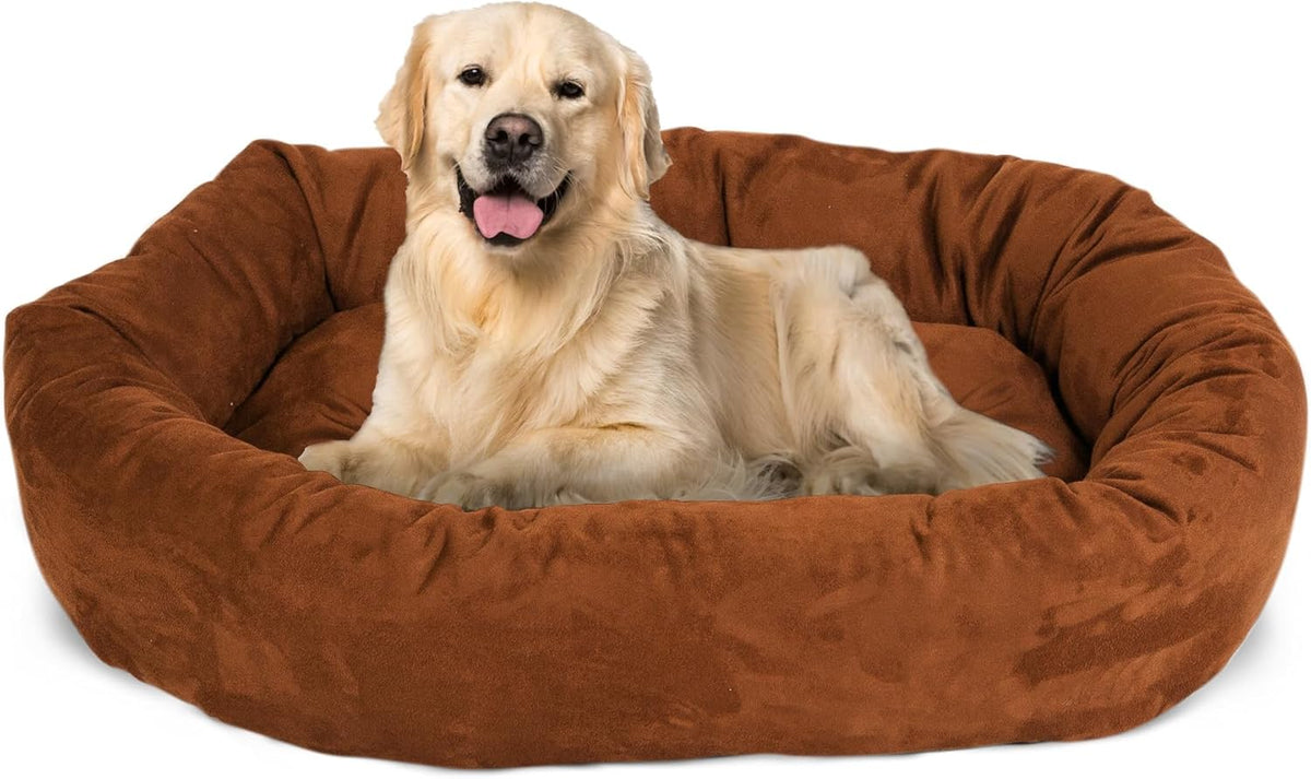 Majestic Pet 40 Inch Suede Calming Dog Bed Washable 40x29x9 (Inch) – Cozy Soft Round Donut Dog Bed