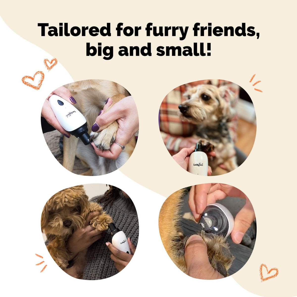 LuckyTail Pet Nail Grinder for Dogs and Cats - Super Quiet and Low Vibration Electric Dog Nail